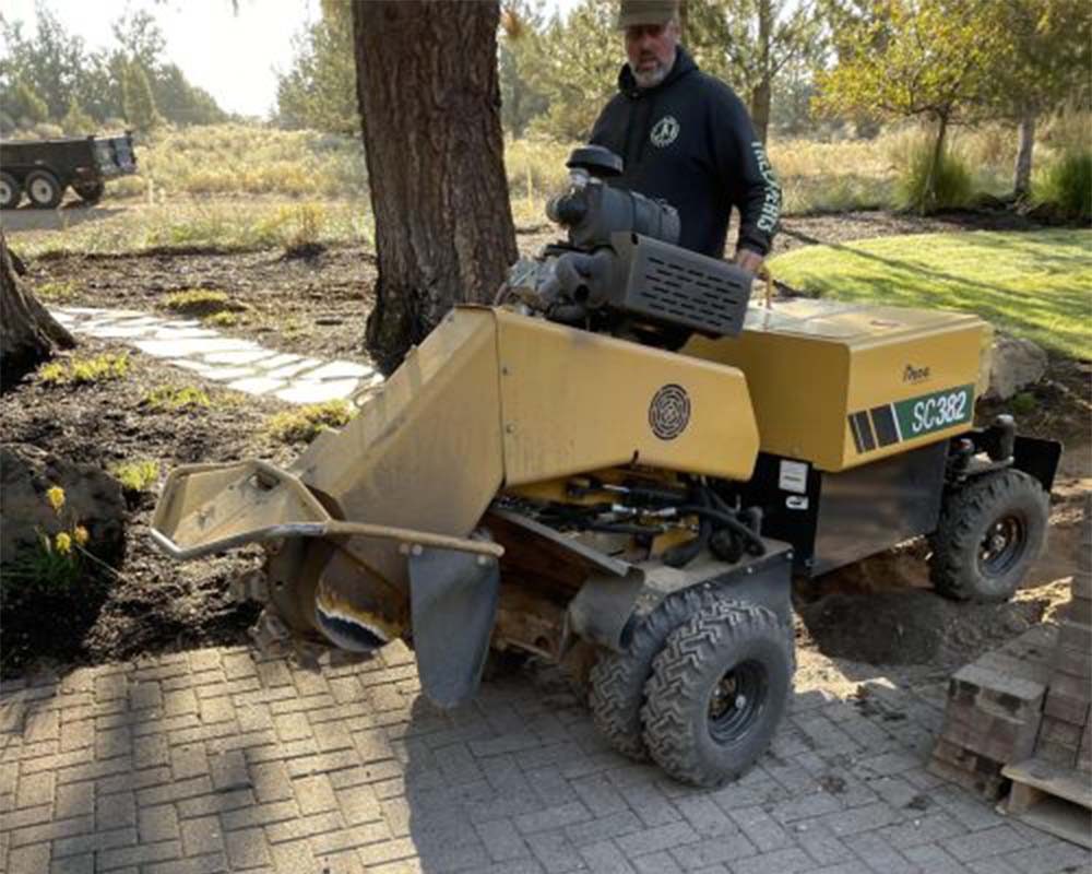 heacy machine working on outdoor landscape bend or